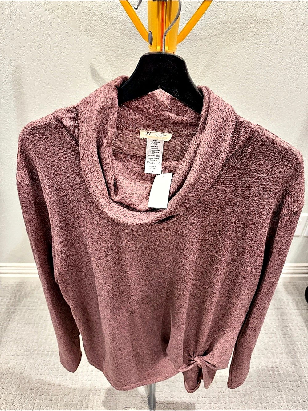 Brittany Black Cowl Neck Tunic in Pink Size Large